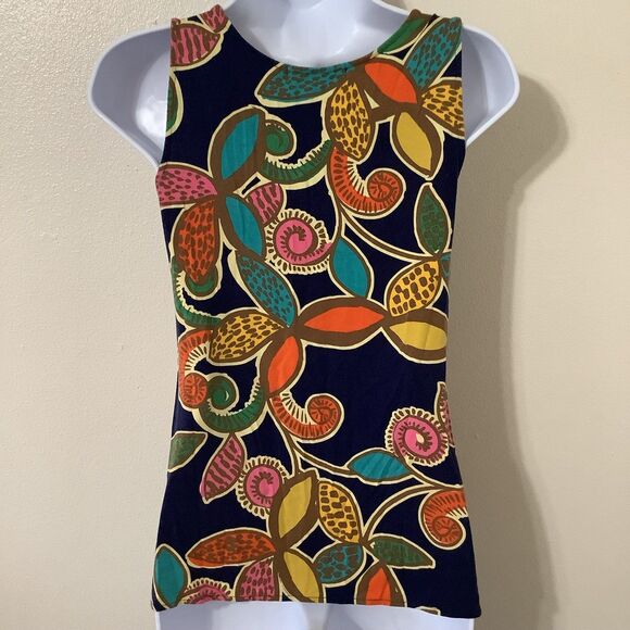 Boden Artsy Bohemian Hippie Graphic Floral Embellished Coloful Blouse Sz 4 - Picture 6 of 11